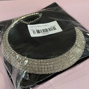 NEW Elegant Silver Crystal Choker Necklace